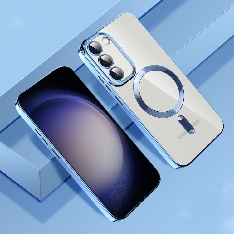 For Samsung Galaxy Note20 Ultra CD Texture Plating TPU MagSafe Phone Case with Lens Film(Sierra Blue)