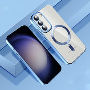 For Samsung Galaxy Note20 Ultra CD Texture Plating TPU MagSafe Phone Case with Lens Film(Sierra Blue)