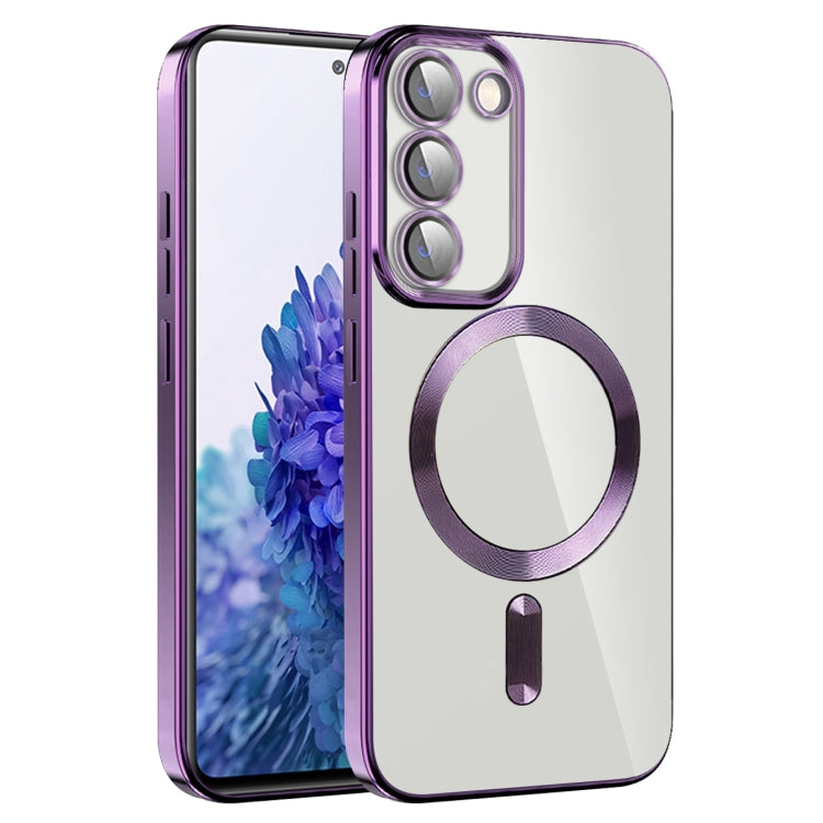 For Samsung Galaxy S20 FE CD Texture Plating TPU MagSafe Phone Case with Lens Film(Dark Purple)