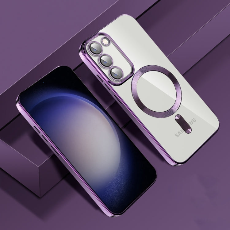 For Samsung Galaxy S20 FE CD Texture Plating TPU MagSafe Phone Case with Lens Film(Dark Purple)