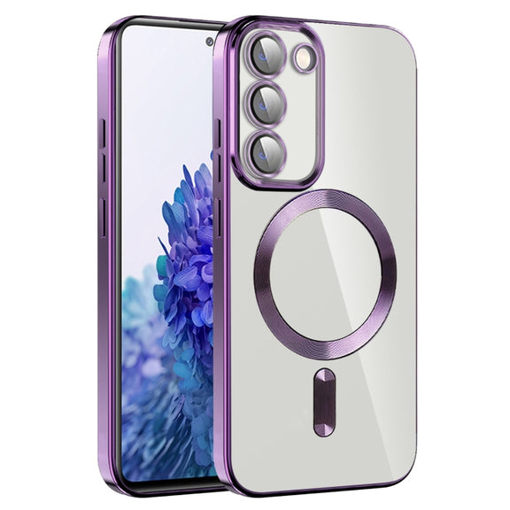 For Samsung Galaxy S20 FE CD Texture Plating TPU MagSafe Phone Case with Lens Film(Dark Purple)