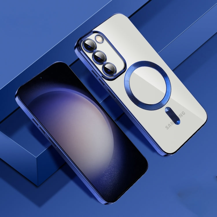 For Samsung Galaxy S20 FE CD Texture Plating TPU MagSafe Phone Case with Lens Film(Royal Blue)