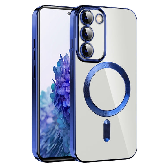 For Samsung Galaxy S20 FE CD Texture Plating TPU MagSafe Phone Case with Lens Film(Royal Blue)