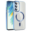 For Samsung Galaxy S21 FE 5G CD Texture Plating TPU MagSafe Phone Case with Lens Film(Sierra Blue) - Galaxy Phone Cases by PMC TechLife | Online Shopping South Africa | PMC TechLife