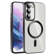 For Samsung Galaxy S21+ 5G CD Texture Plating TPU MagSafe Phone Case with Lens Film(Black)