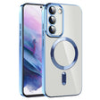 For Samsung Galaxy S21+ 5G CD Texture Plating TPU MagSafe Phone Case with Lens Film(Sierra Blue) - Galaxy S21+ 5G Cases by PMC TechLife | Online Shopping South Africa | PMC TechLife