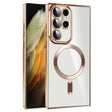 For Samsung Galaxy S21 Ultra 5G CD Texture Plating TPU MagSafe Phone Case with Lens Film(Brown) - free shipping - PMC TechLife - Order now!