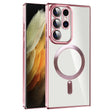 For Samsung Galaxy S21 Ultra 5G CD Texture Plating TPU MagSafe Phone Case with Lens Film(Pink) - Galaxy S21 Ultra 5G Cases by PMC TechLife | Online Shopping South Africa | PMC TechLife | Buy Now Pay Later Mobicred