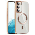 For Samsung Galaxy S22 5G CD Texture Plating TPU MagSafe Phone Case with Lens Film(Brown) - Galaxy S22 5G Cases by PMC TechLife | Online Shopping South Africa | PMC TechLife | Buy Now Pay Later Mobicred