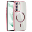 For Samsung Galaxy S22+ 5G CD Texture Plating TPU MagSafe Phone Case with Lens Film(Pink) - Galaxy S22+ 5G Cases by PMC TechLife | Online Shopping South Africa | PMC TechLife | Buy Now Pay Later Mobicred