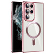 For Samsung Galaxy S22 Ultra 5G CD Texture Plating TPU MagSafe Phone Case with Lens Film(Pink) - free shipping - PMC TechLife - Order now!