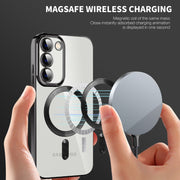For Samsung Galaxy S20 FE CD Texture Plating TPU MagSafe Phone Case with Lens Film(Sierra Blue)