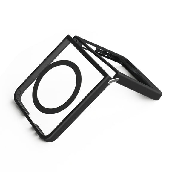 For Samsung Galaxy Z Flip5 MagSafe Frosted TPU + Transparent PC Phone Case(Black)
