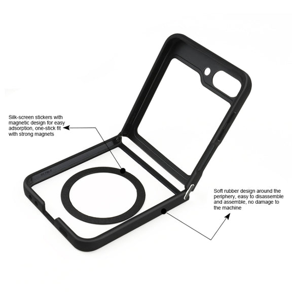 For Samsung Galaxy Z Flip5 MagSafe Frosted TPU + Transparent PC Phone Case(Black)