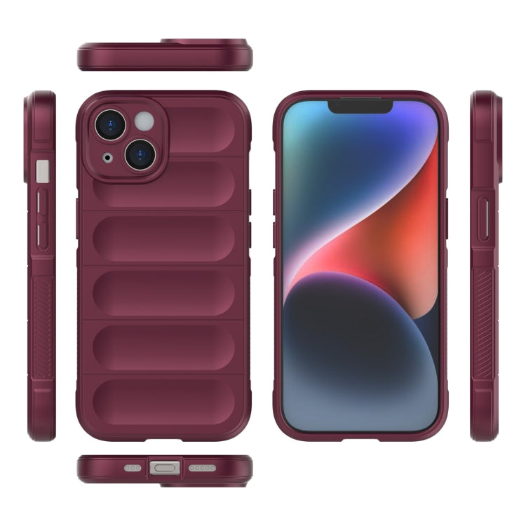For iPhone 15 Magic Shield TPU + Flannel Phone Case(Dark Green)