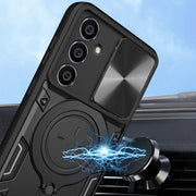 For Samsung Galaxy S23 FE 5G CD Texture Sliding Camshield Magnetic Holder Phone Case(Blue)