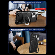 For Samsung Galaxy S23 FE 5G CD Texture Sliding Camshield Magnetic Holder Phone Case(Silver)