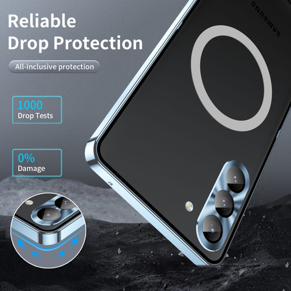 For Samsung Galaxy S24 5G MagSafe Magnetic Frosted Metal Phone Case(Blue)