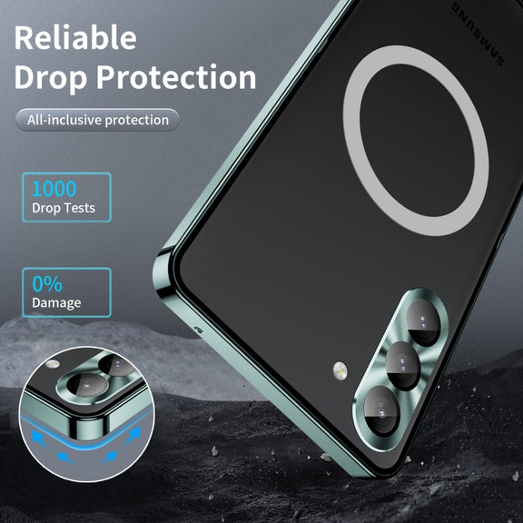 For Samsung Galaxy S24 5G MagSafe Magnetic Frosted Metal Phone Case(Green)