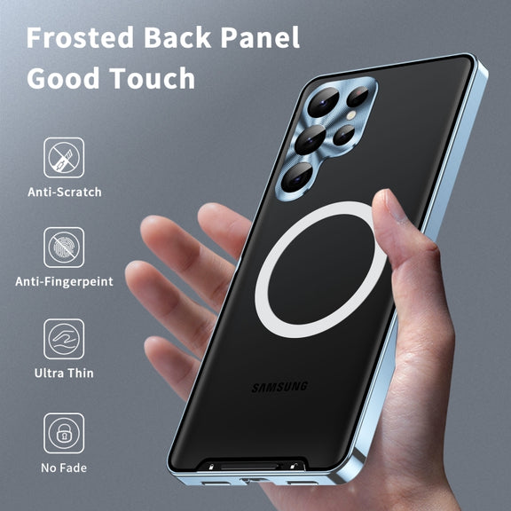 For Samsung Galaxy S24 Ultra 5G MagSafe Magnetic Frosted Metal Phone Case(Blue)