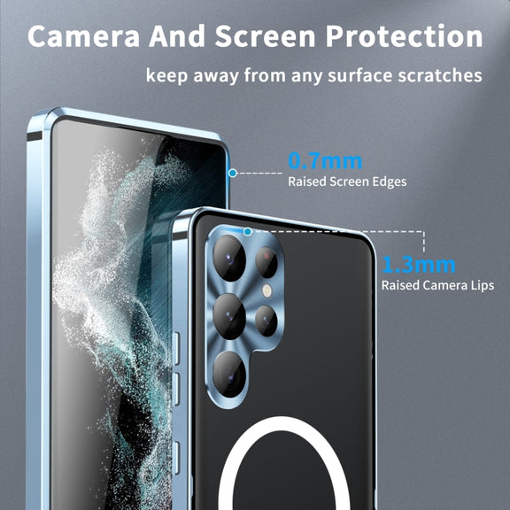 For Samsung Galaxy S24 Ultra 5G MagSafe Magnetic Frosted Metal Phone Case(Blue)