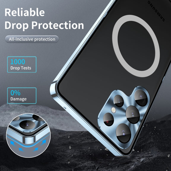For Samsung Galaxy S24 Ultra 5G MagSafe Magnetic Frosted Metal Phone Case(Blue)