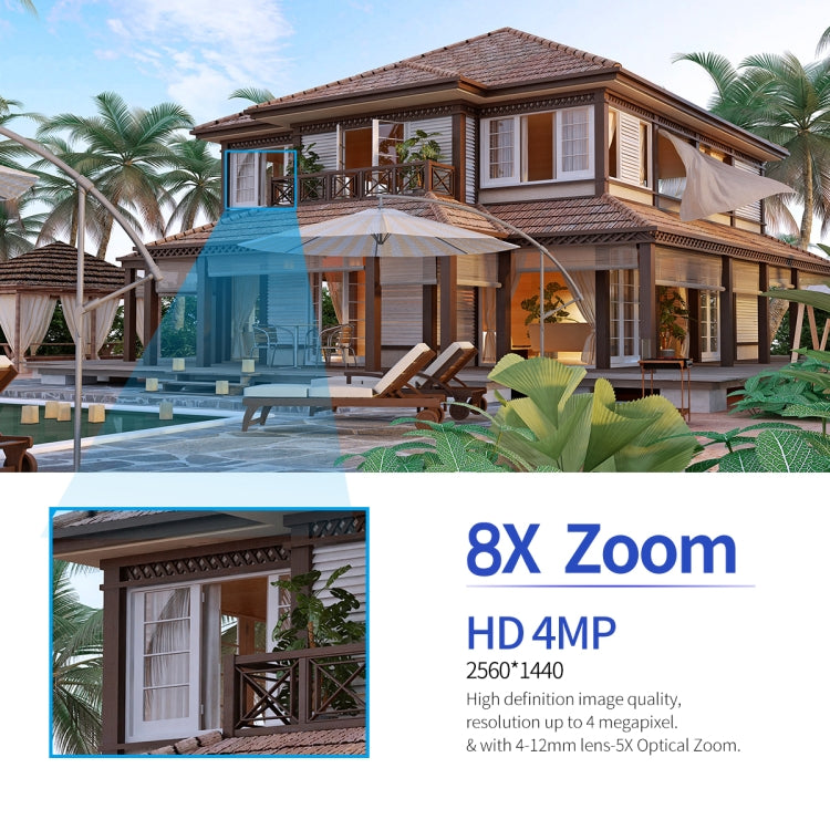 ESCAM G03 2x4MP Dual Lens Zoom 8X Dual Light Source WiFi Camera Support Two-way Voice & Motion Detection(AU Plug)