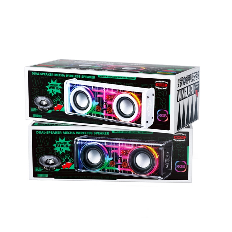 WK D45 10W Dual Speaker Transparent Mecha Bluetooth Speaker(White)
