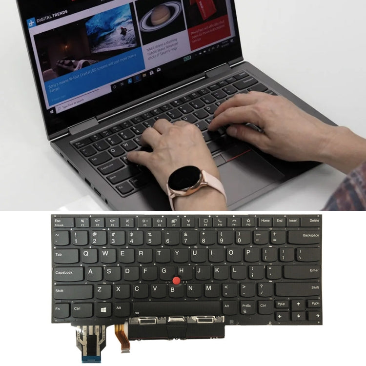 For Lenovo ThinkPad X1 Yoga 4th Gen 20QF US Version Backlight Laptop Keyboard with Touchpad Button(Dark Grey)