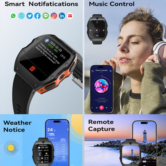 Model X 1.99 inch IP68 Water-resistant Android 9.0 4G Dual Cameras Matte Smart Watch, Specification:2GB+16GB(Black)