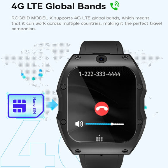 Model X 1.99 inch IP68 Water-resistant Android 9.0 4G Dual Cameras Matte Smart Watch, Specification:2GB+16GB(Black)