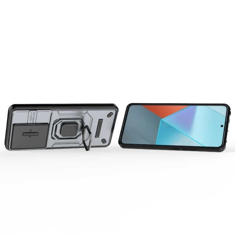 For Xiaomi Redmi Note 13 Pro 5G Sliding Camshield TPU + PC Shockproof Phone Case with Holder(Grey)