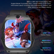 Model X 1.99 inch IP68 Water-resistant Android 9.0 4G Dual Cameras Ceramics Smart Watch, Specification:4GB+128GB(Black Orange)