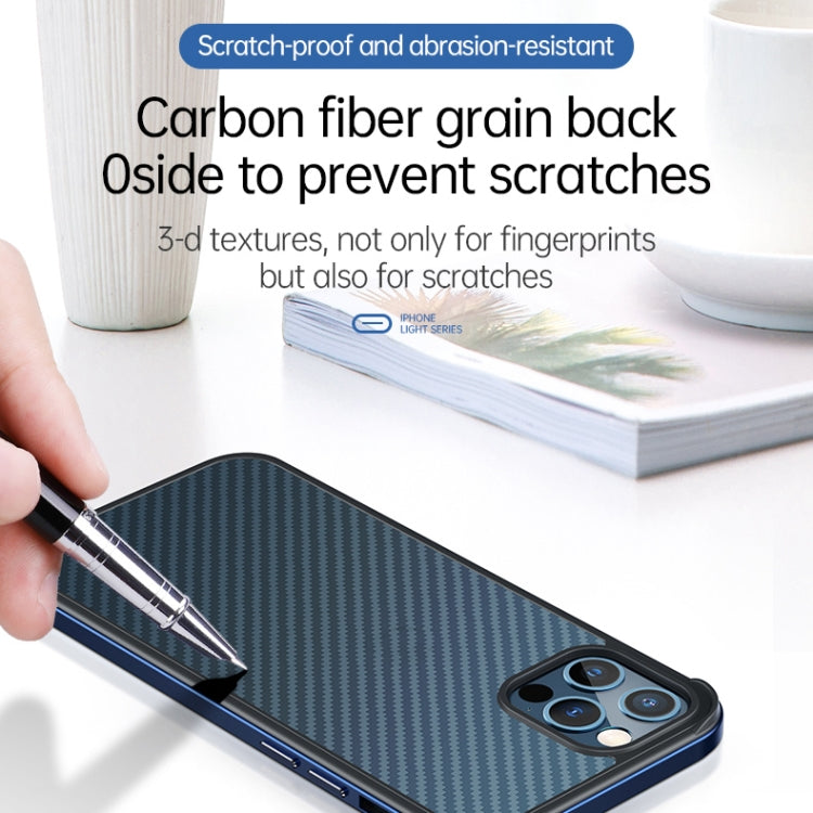 For iPhone 13 Pro SULADA Luxury 3D Carbon Fiber Textured Metal + TPU Frame Phone Case(Sea Blue)