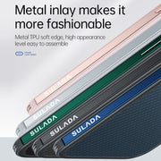 For iPhone 13 Pro Max SULADA Luxury 3D Carbon Fiber Textured Metal + TPU Frame Phone Case(Dark Green)