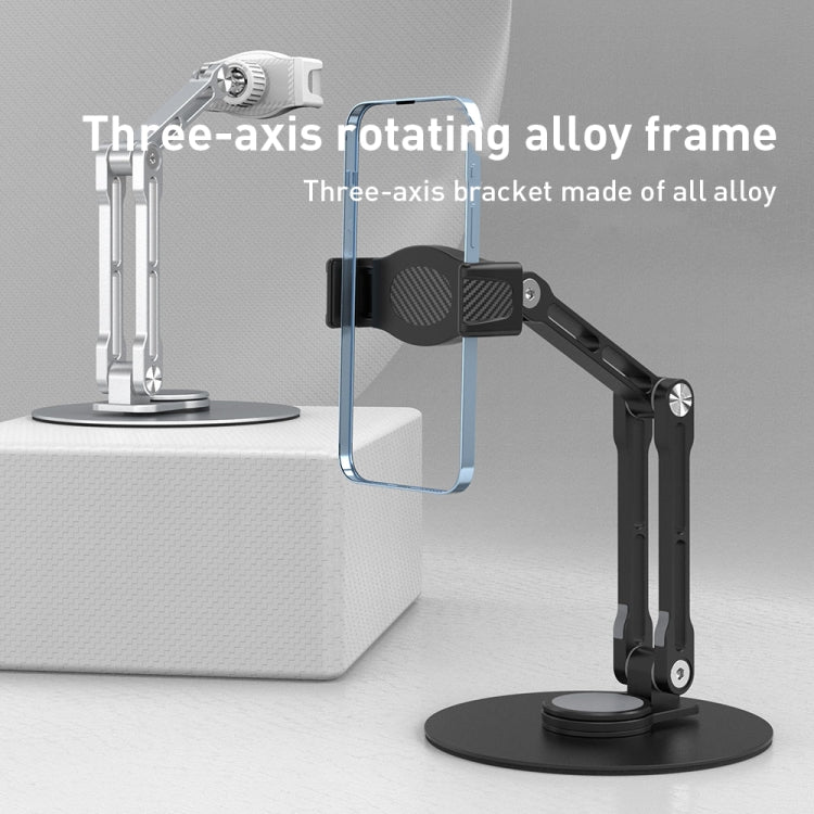 R-JUST HZ42 Clip Type Disc Rotating Phone Desktop Stand(Silver)