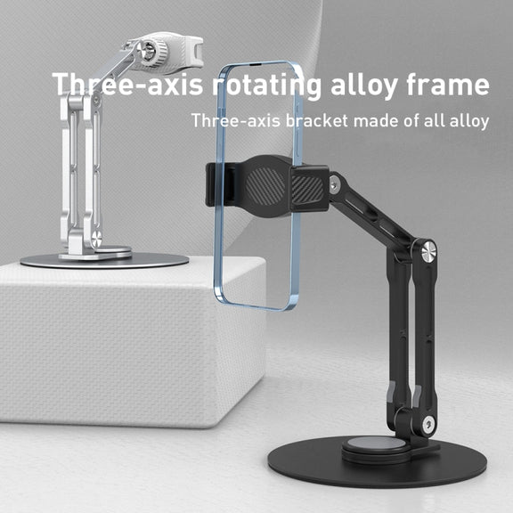 R-JUST HZ42 Clip Type Disc Rotating Phone Desktop Stand(Silver)