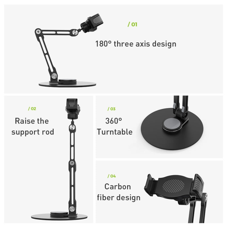 R-JUST HZ42 Clip Type Disc Rotating Phone Desktop Stand(Silver)