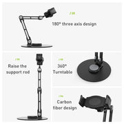 R-JUST HZ42 Clip Type Disc Rotating Phone Desktop Stand(Silver)