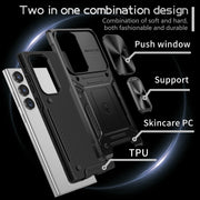 For Samsung Galaxy S23 Ultra 5G Camshield Robot TPU Hybrid PC Phone Case(Black)