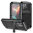 For iPhone 15 Pro Max R-JUST Shockproof Life Waterproof Dust-proof Metal + Silicone Phone Case with Holder(Black) - iPhone 15 Pro Max Cases by R-JUST | Online Shopping South Africa | PMC TechLife | Buy Now Pay Later Mobicred