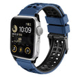 For Apple Watch Series 9 41mm Twill Dual-row Buckle Silicone Watch Band(Midnight Blue Black) - Watch Bands by PMC TechLife | Online Shopping South Africa | PMC TechLife