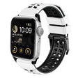 For Apple Watch Series 9 45mm Twill Dual-row Buckle Silicone Watch Band(White Black) - free shipping - PMC TechLife - Order now!