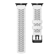 For Apple Watch Series 9 45mm Twill Dual-row Buckle Silicone Watch Band(White Black)
