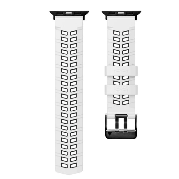 For Apple Watch Series 9 45mm Twill Dual-row Buckle Silicone Watch Band(White Black)