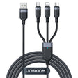 JOYROOM A18 3.5A USB to 8 Pin+USB-C/Type-C+Micro USB 3 in 1 Data Cable, Length:0.3m(Black) - Multifunction Cable by JOYROOM | Online Shopping South Africa | PMC TechLife