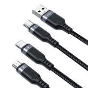 JOYROOM A18 3.5A USB to 8 Pin+USB-C/Type-C+Micro USB 3 in 1 Data Cable, Length:0.3m(Black)