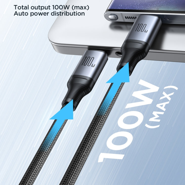JOYROOM A21 100W Type-C to Dual Type-C 2 in 1 Charging Cable, Length: 1.5m(Black)