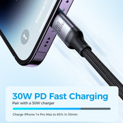 JOYROOM A21 30W Type-C to 8 Pin+Type-C+Micro USB 3 in 1 Charging Cable, Length: 1.2m(Black)