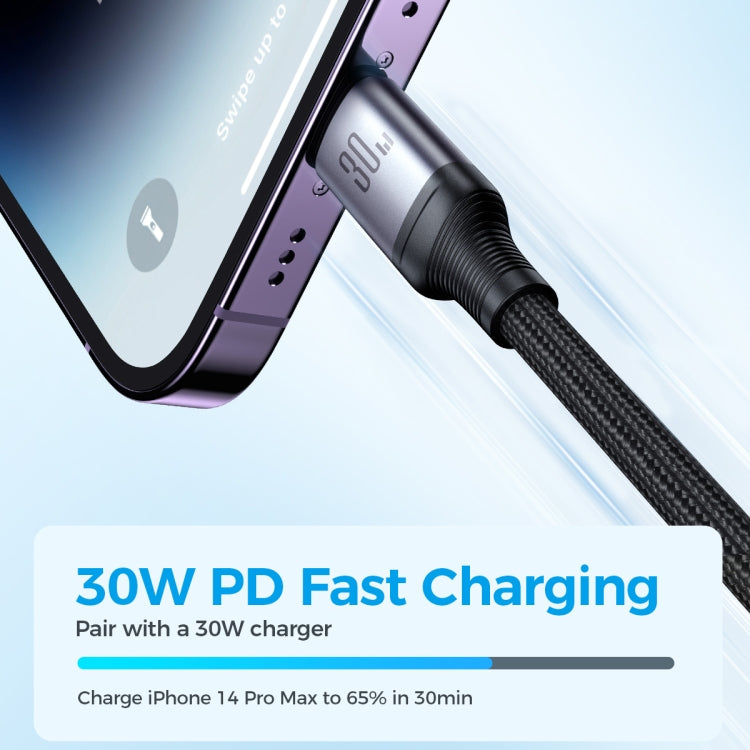 JOYROOM A21 30W Type-C to 8 Pin+Type-C+Micro USB 3 in 1 Charging Cable, Length: 1.2m(Black)